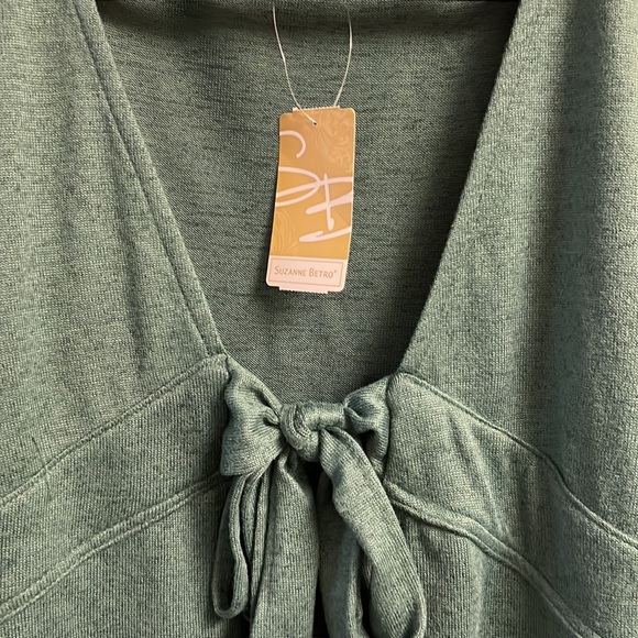 Suzanne Betro Teal Tie-Front Empire-Waist Cardigan - Size 3X - NWT - Picture 4 of 7